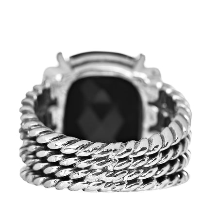 David Yurman Sterling Silver Diamond Black Onyx 16mm Wheaton Ring 51 5.75 4 of 5