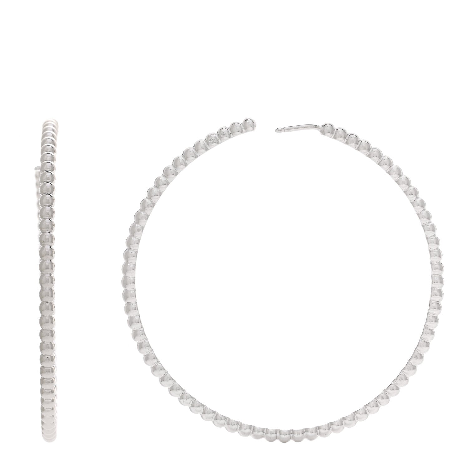 Van Cleef & Arpels 18K White Gold Large Perlee Hoop Earrings 1 of 4
