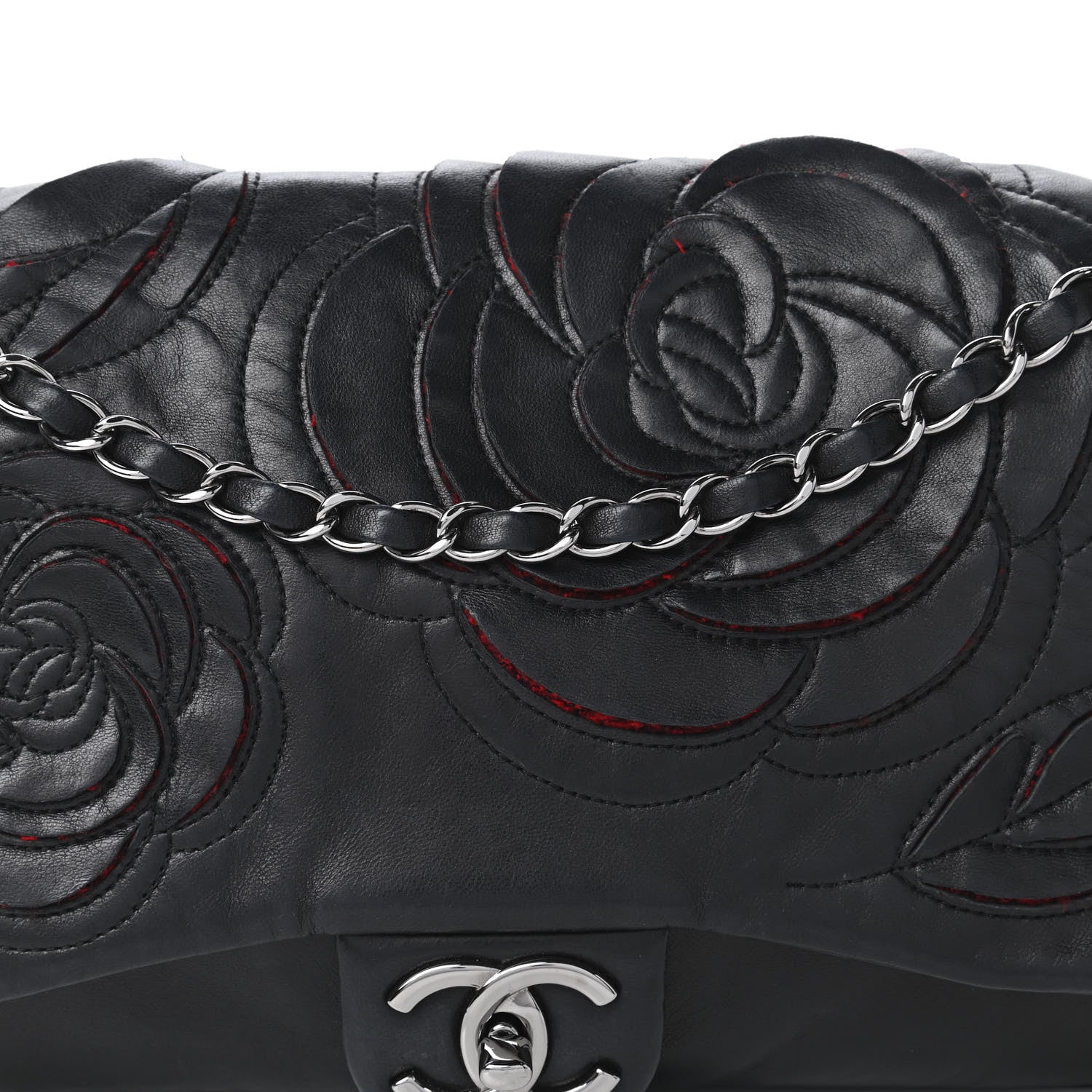 Chanel Lambskin Tweed Large Camellia Petals Flap Black 10 of 10