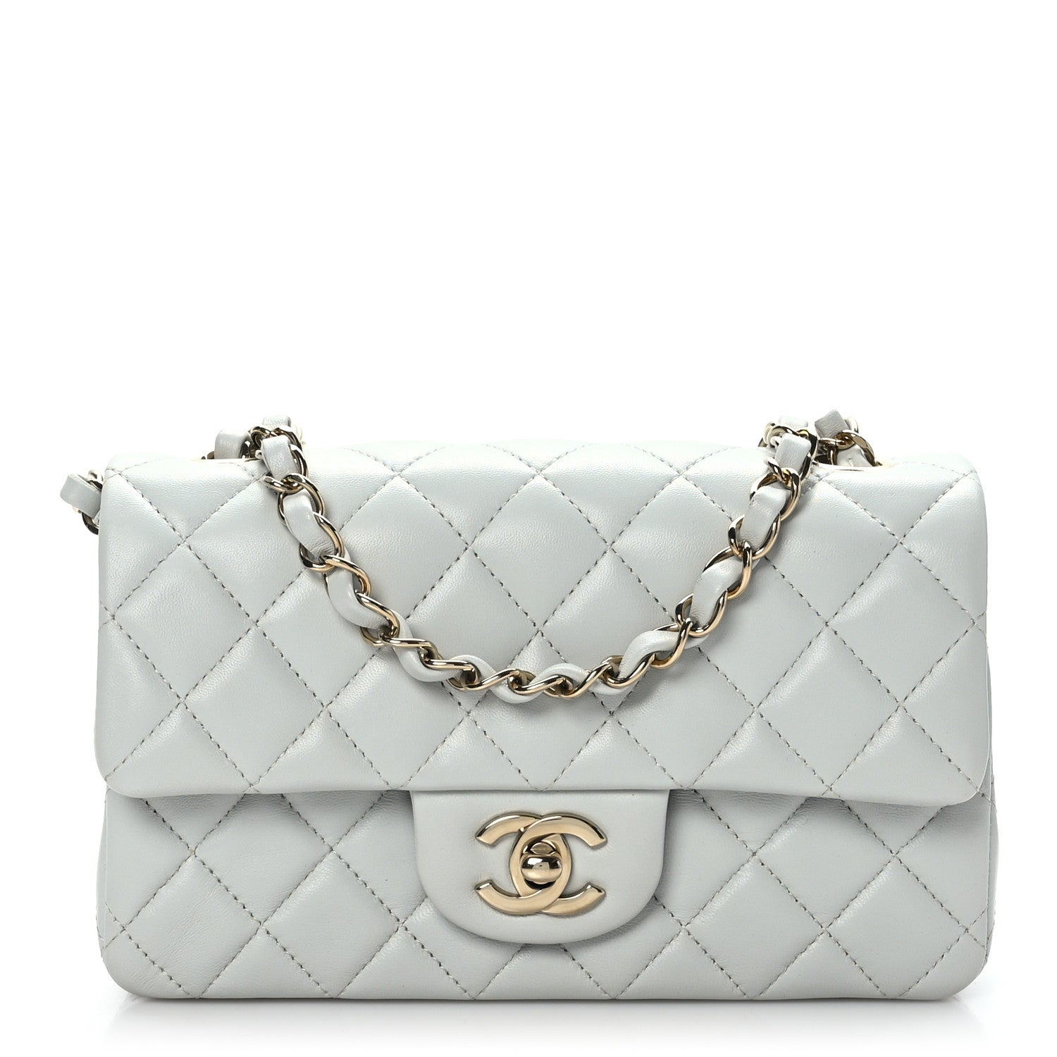 Chanel Lambskin Quilted Mini Rectangular Flap Grey 1 of 9