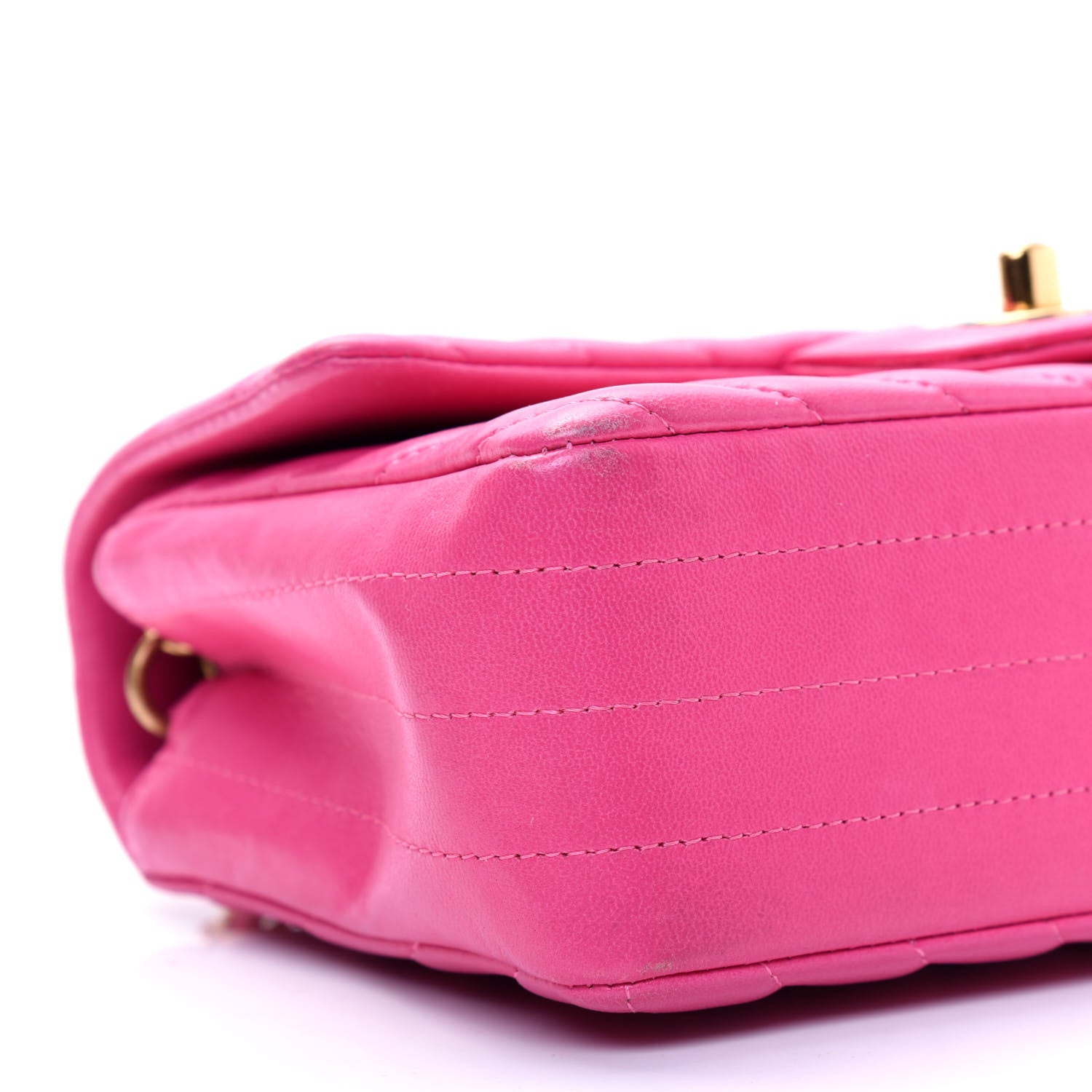 Chanel Lambskin Chevron Quilted Mini Rectangular Flap Fuchsia 6 of 18