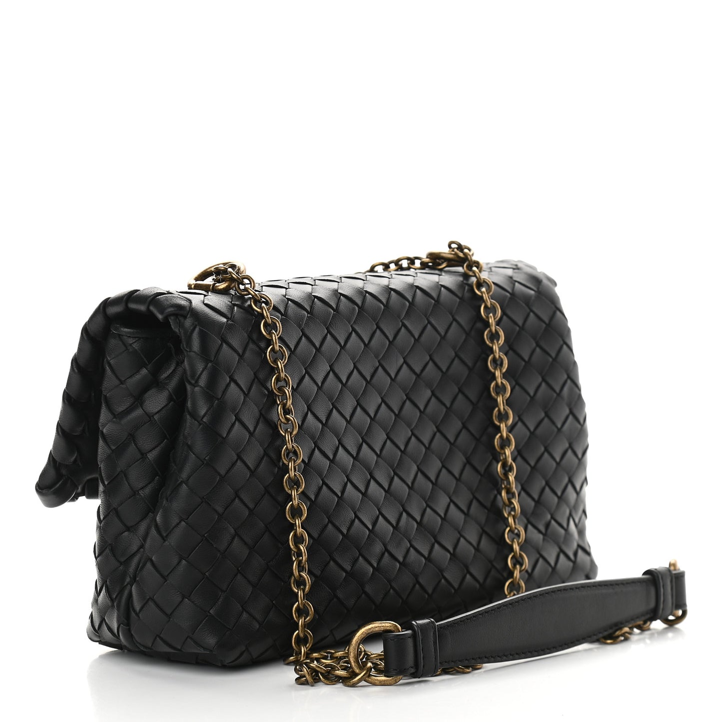 Nappa Intrecciato Baby Olimpia Shoulder Bag Black