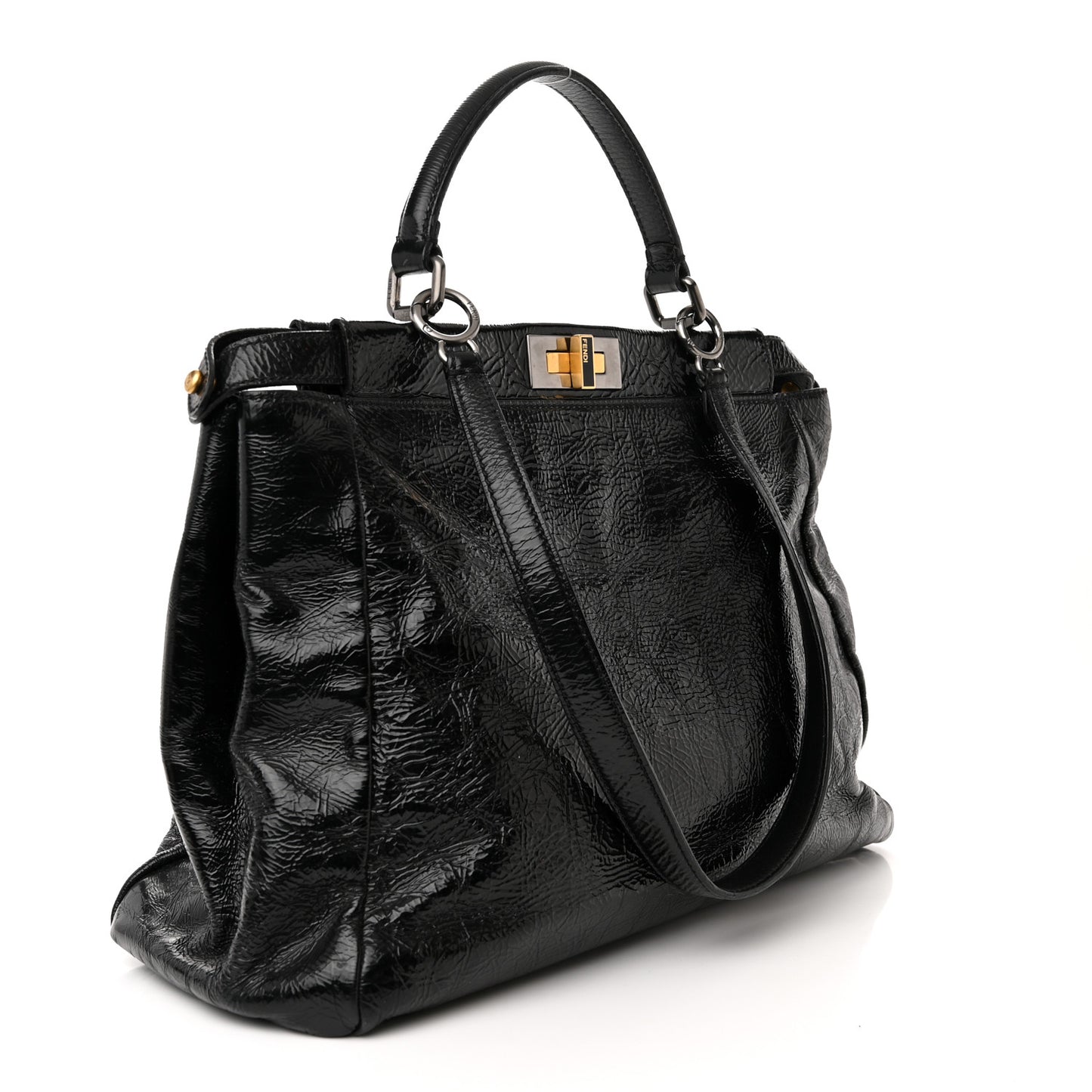 Patent Large Peekaboo Iconic Satchel Black