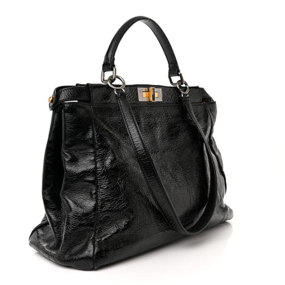 Fendi Patent Large Peekaboo Iconic Satchel Black 3 of 17