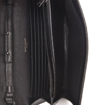 Saint Laurent Grain De Poudre Matelasse Chevron Monogram Chain Wallet Black 5 of 10