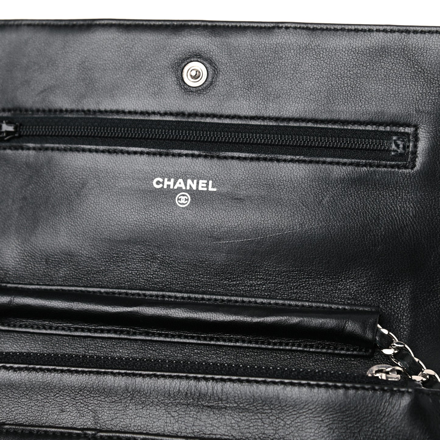 Lambskin Quilted Wallet On Chain WOC Black