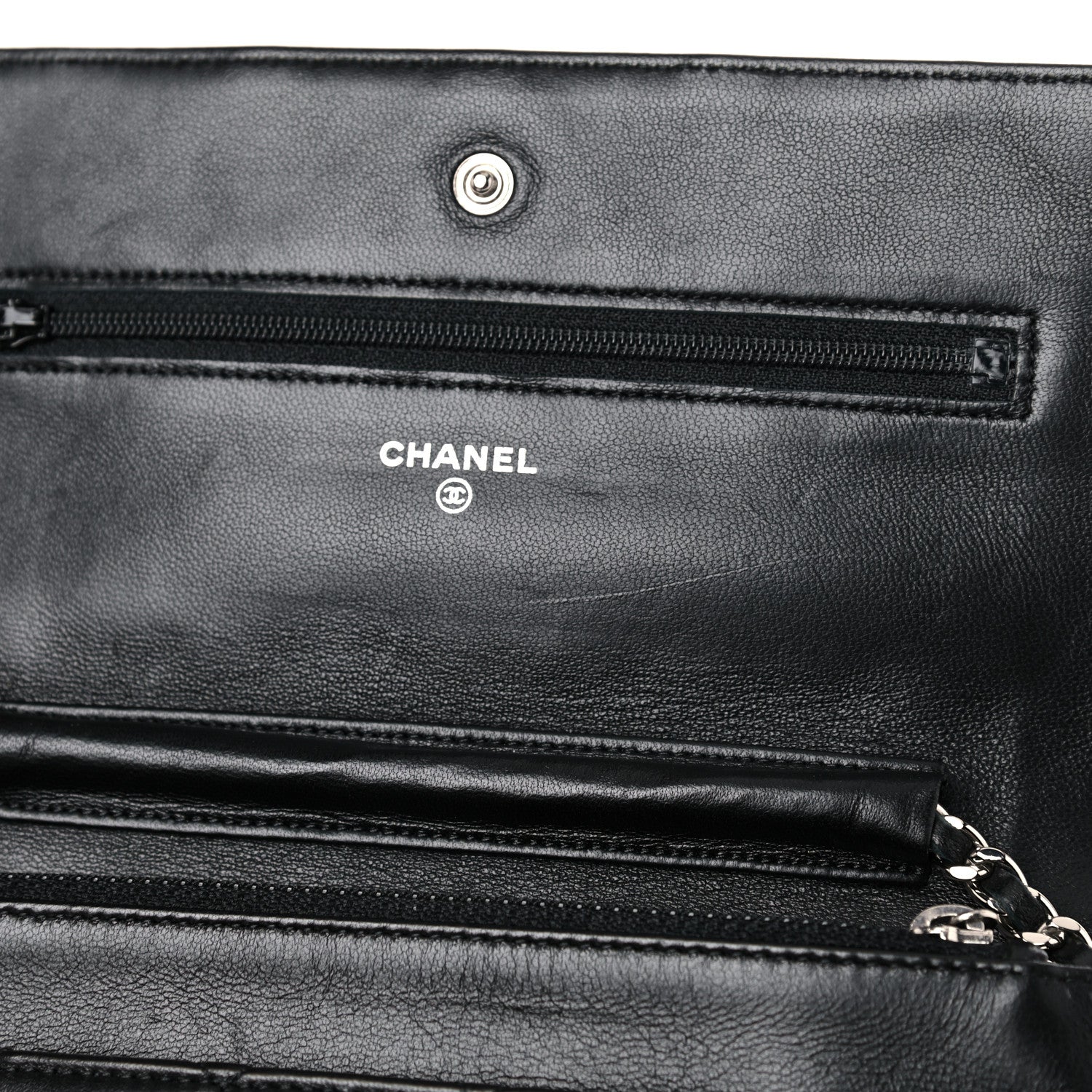 Chanel Lambskin Quilted Wallet On Chain WOC Black 9 of 15