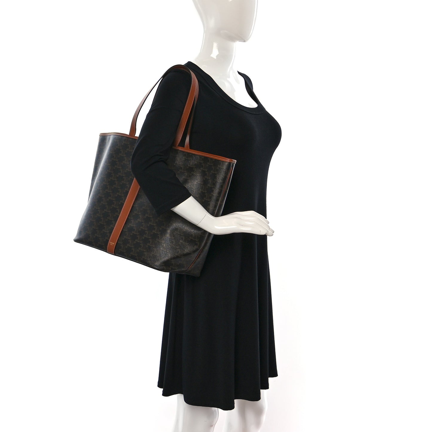 Triomphe Canvas Medium Cabas Bag Tan