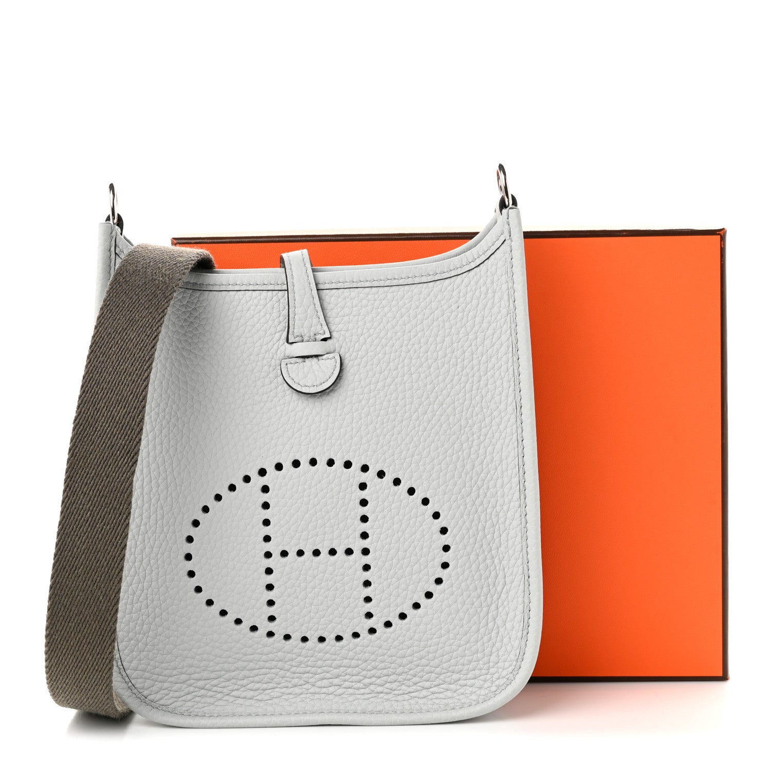 Hermes Taurillon Clemence Amazone Evelyne TPM Bleu Pale Gris Etain 11 of 11