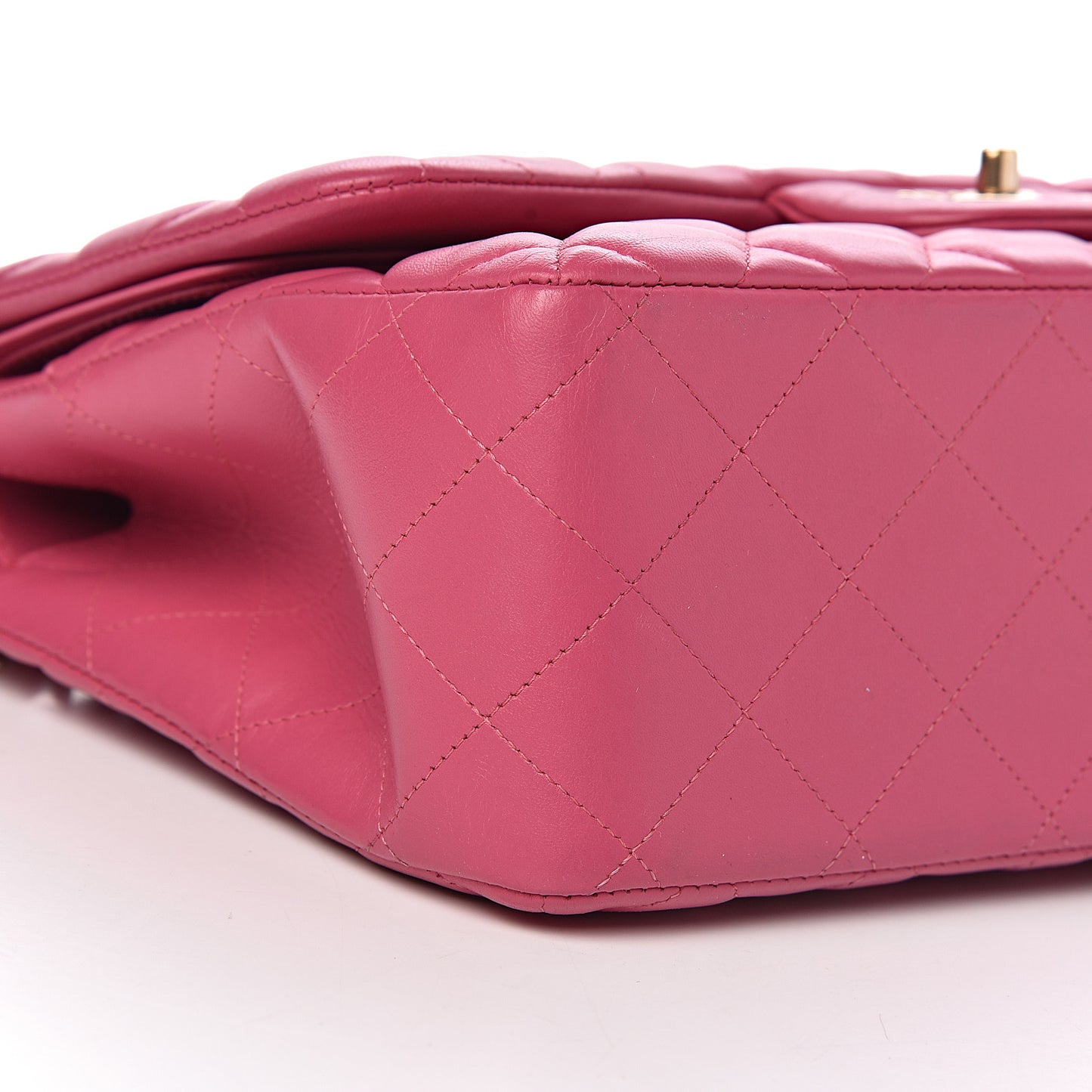 Lambskin Quilted Jumbo Double Flap Dark Pink
