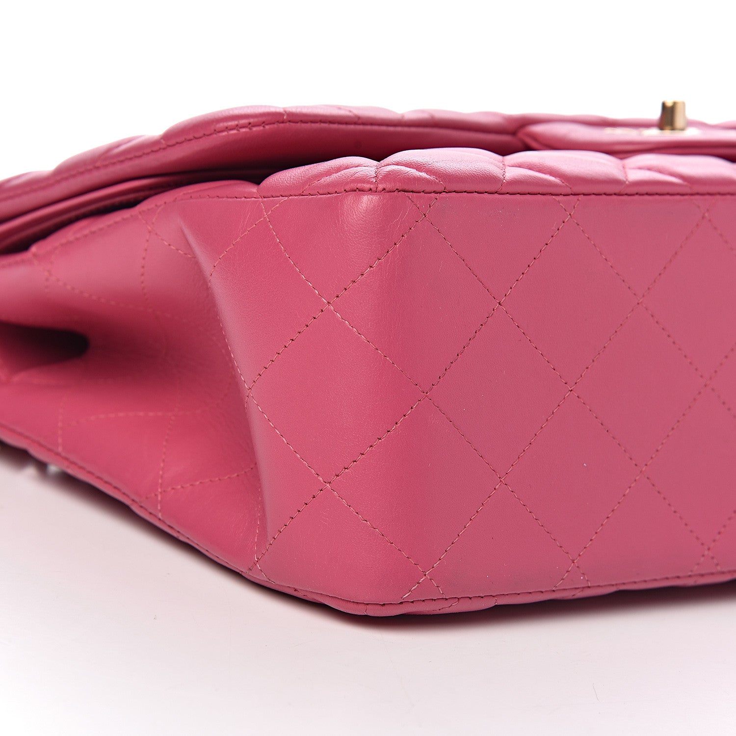 Chanel Lambskin Quilted Jumbo Double Flap Dark Pink 13 of 14