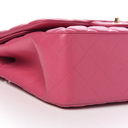 Chanel Lambskin Quilted Jumbo Double Flap Dark Pink 13 of 14