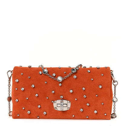 Miu Miu Suede Crystal Chain Crossbody Orange 1 of 7