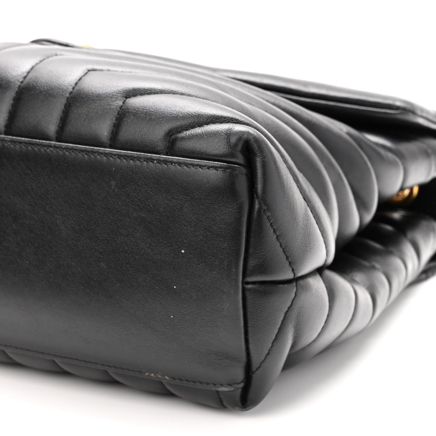 Calfskin Y Quilted Monogram Medium Loulou Chain Satchel Black