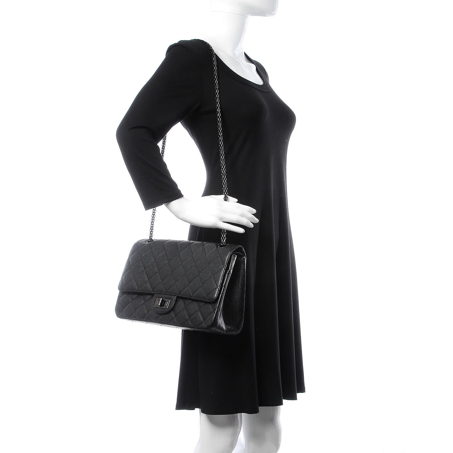 Chanel Crumpled Calfskin Quilted 2.55 Reissue 227 Flap So Black 3 of 15
