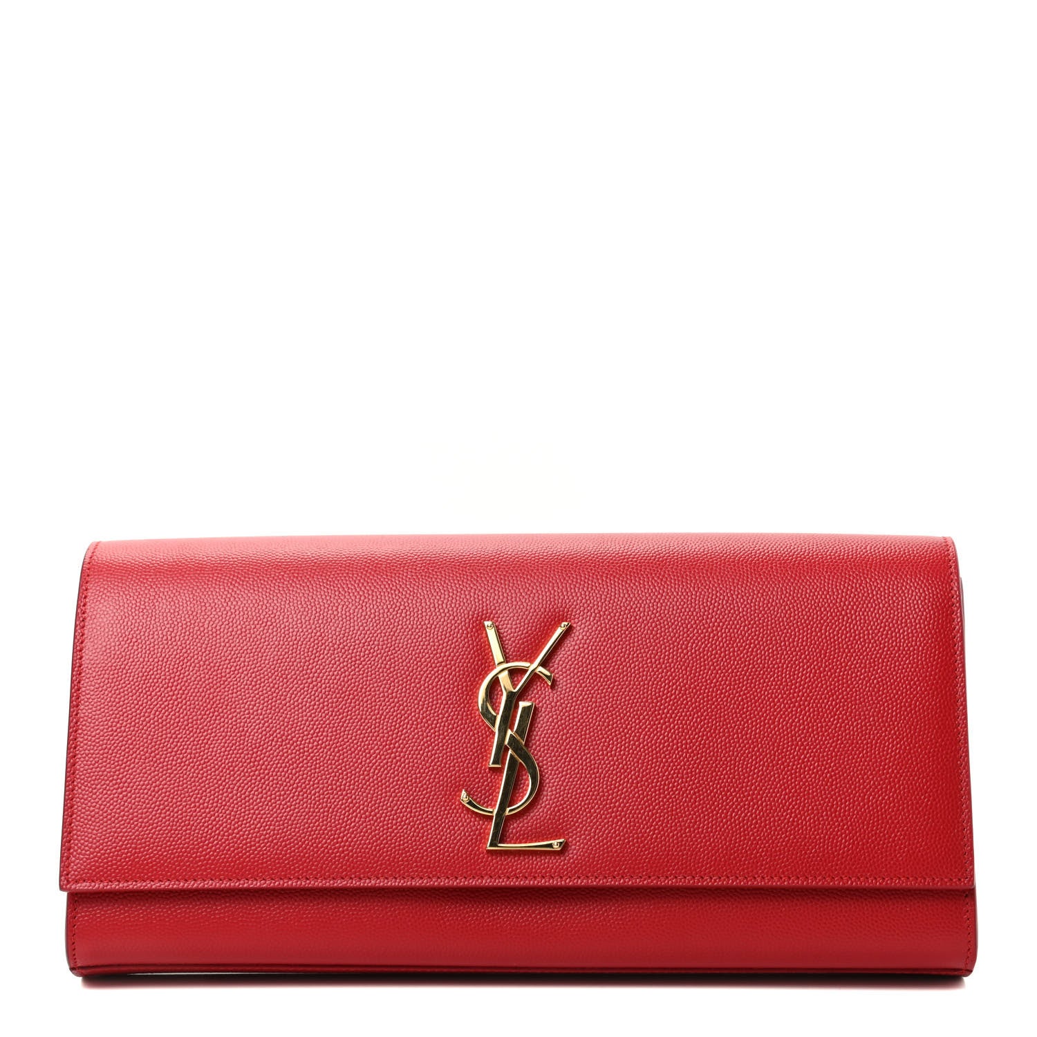 Saint Laurent Grain De Poudre Classic Monogram Cassandre Clutch New Red 1 of 6