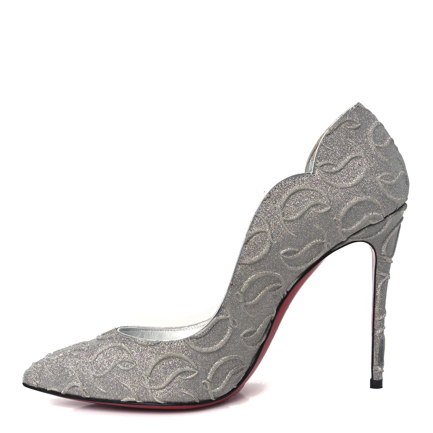 Glitter Calfskin Hot Chick 100 Pumps 38.5 Silver