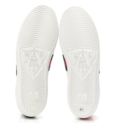 Gucci Calfskin Web Bosco Embroidered Ace Sneakers 39.5 White 5 of 11