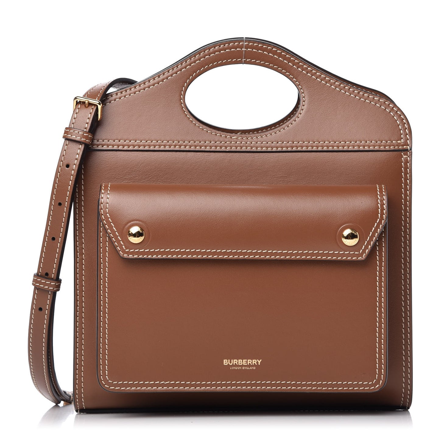 Smooth Calfskin Mini Pocket Bag Malt Brown