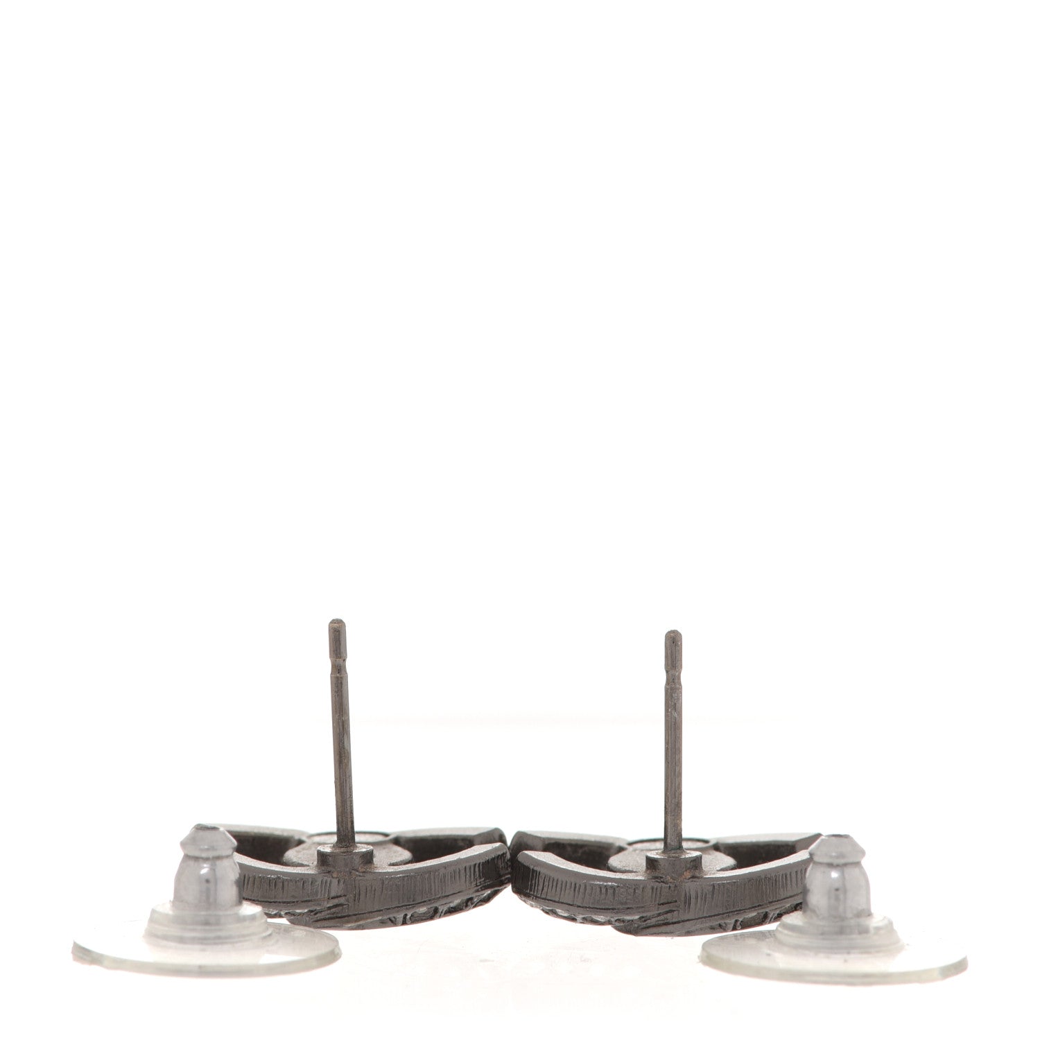 Chanel Ruthenium Crystal CC Earrings Silver 3 of 4