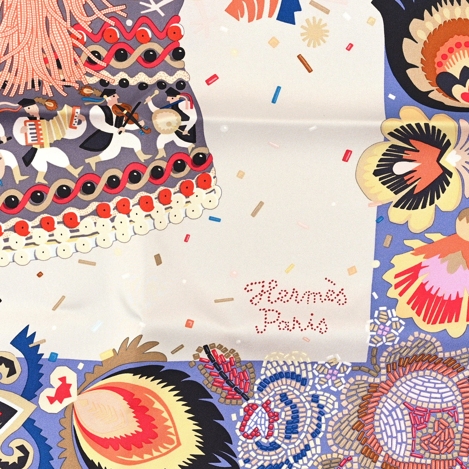 Hermes Silk Costume de Fete Scarf 90 Mauve Gris Perle Bois De Rose 2 of 3