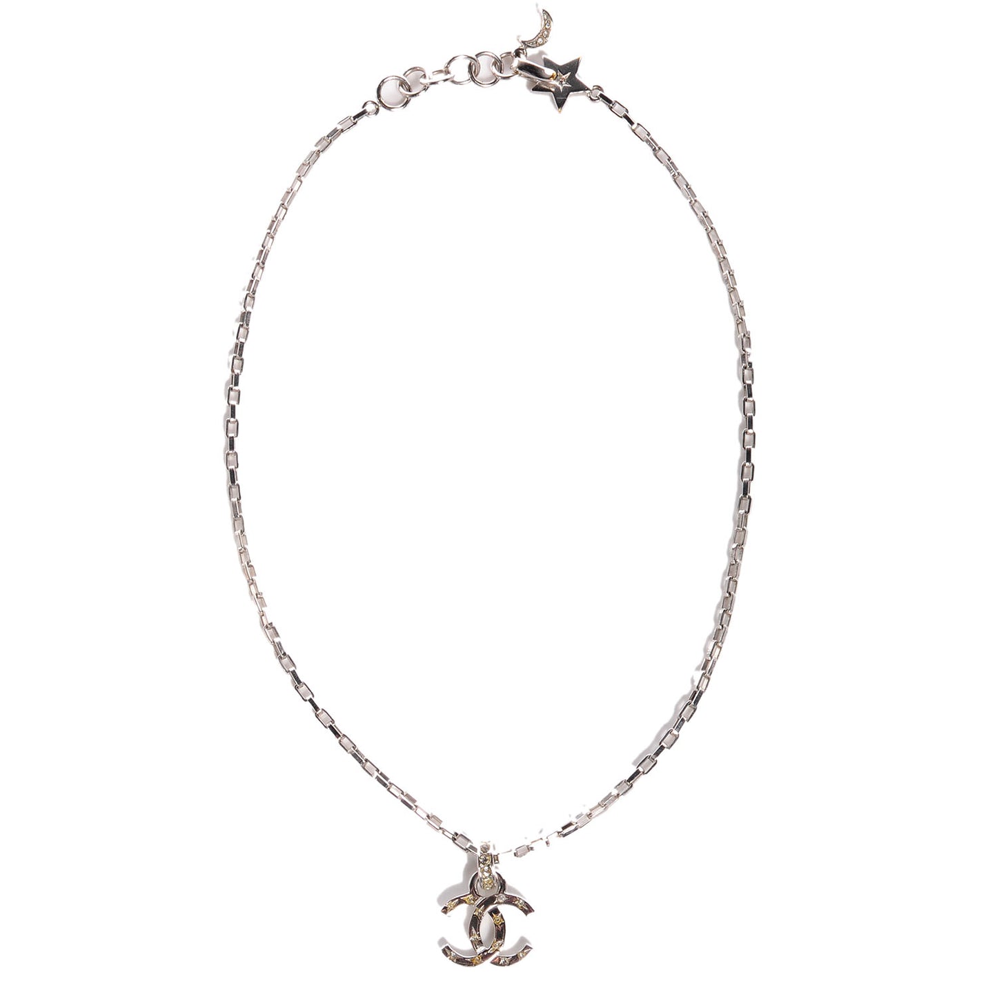 Crystal CC Star Pendant Necklace Silver