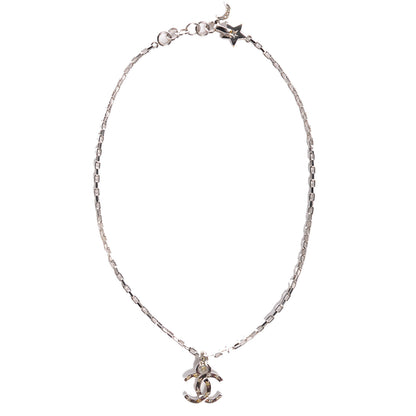 Chanel Crystal CC Star Pendant Necklace Silver 4 of 5