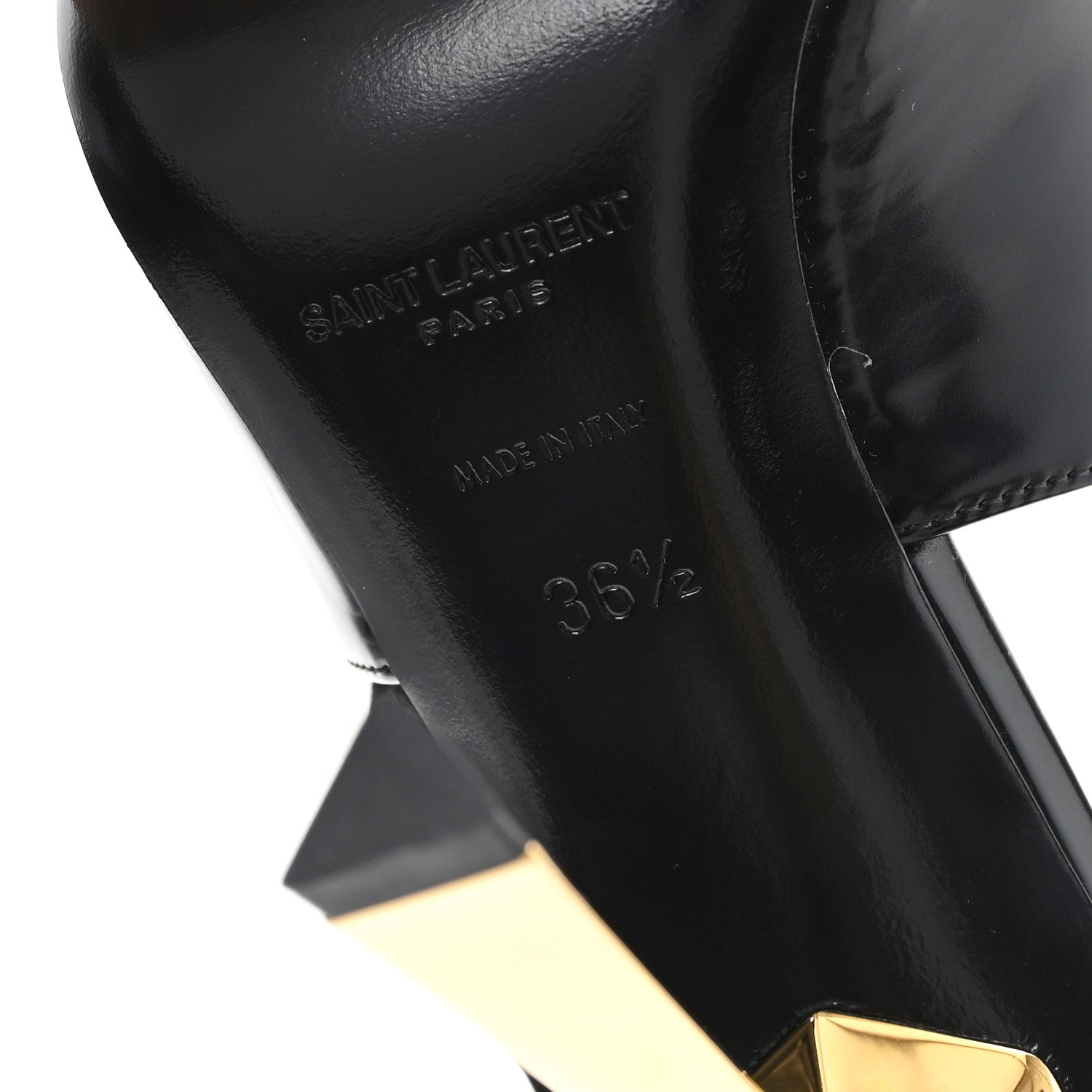 Saint Laurent Glazed Calfskin Lee 110 Slingback Pumps 36.5 Black 7 of 10