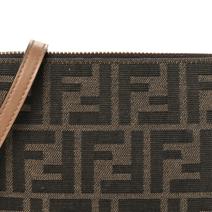 Fendi Fabric Jacquard Vitello Grace FF 1974 Baguette Pouch Tobacco Moro Sand 8 of 12
