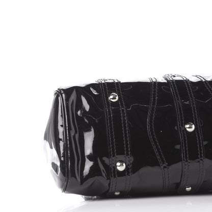 Valentino Garavani Patent Crystal Catch Satchel Black 6 of 9