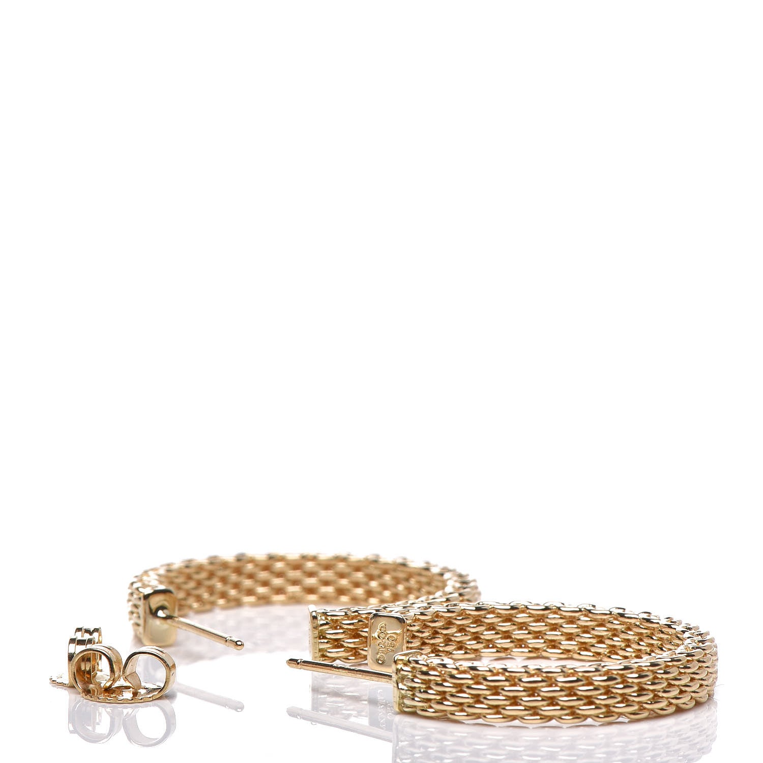 Tiffany 18K Yellow Gold Medium Somerset Mesh Hoop Earrings 3 of 3