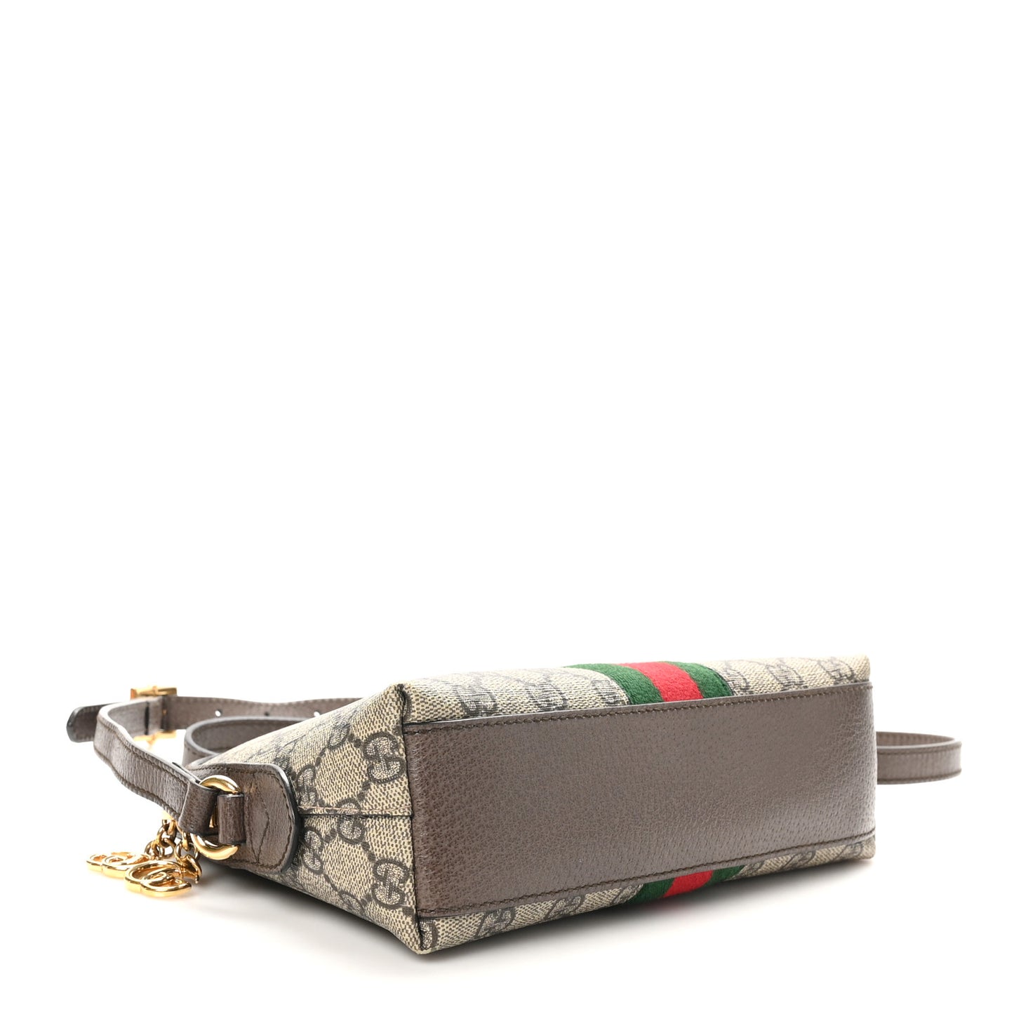 GG Supreme Monogram Textured Dollar Calfskin Web Small Ophidia Dome Shoulder Bag Beige Ebony New Acero
