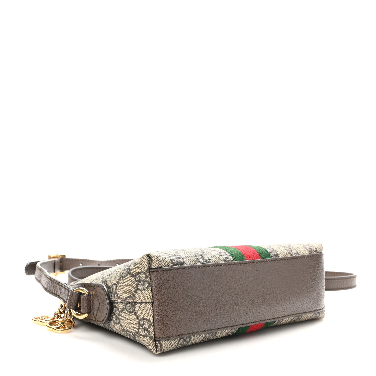 Gucci GG Supreme Monogram Textured Dollar Calfskin Web Small Ophidia Dome Shoulder Bag Beige Ebony New Acero 4 of 11