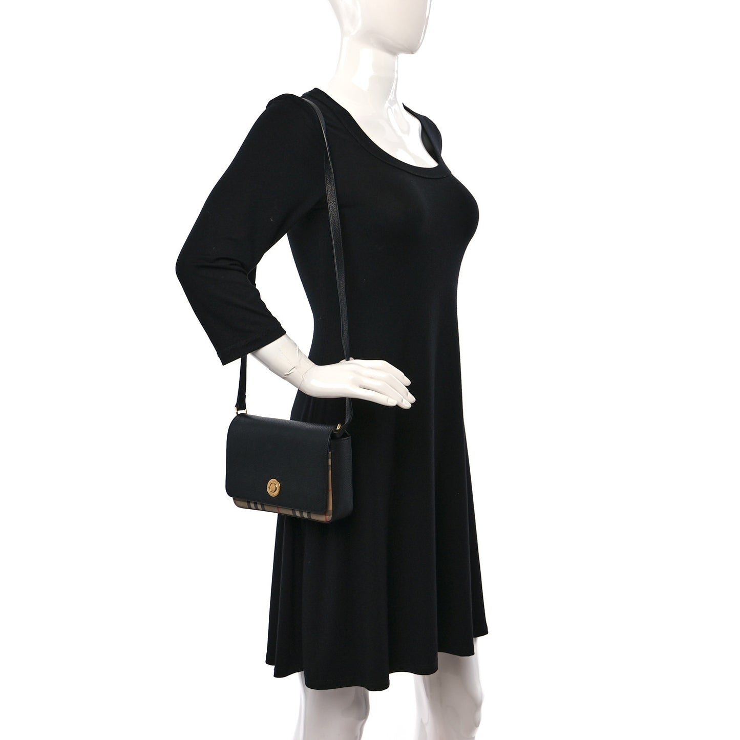 Grainy Calfskin Vintage Check Hampshire Crossbody Black