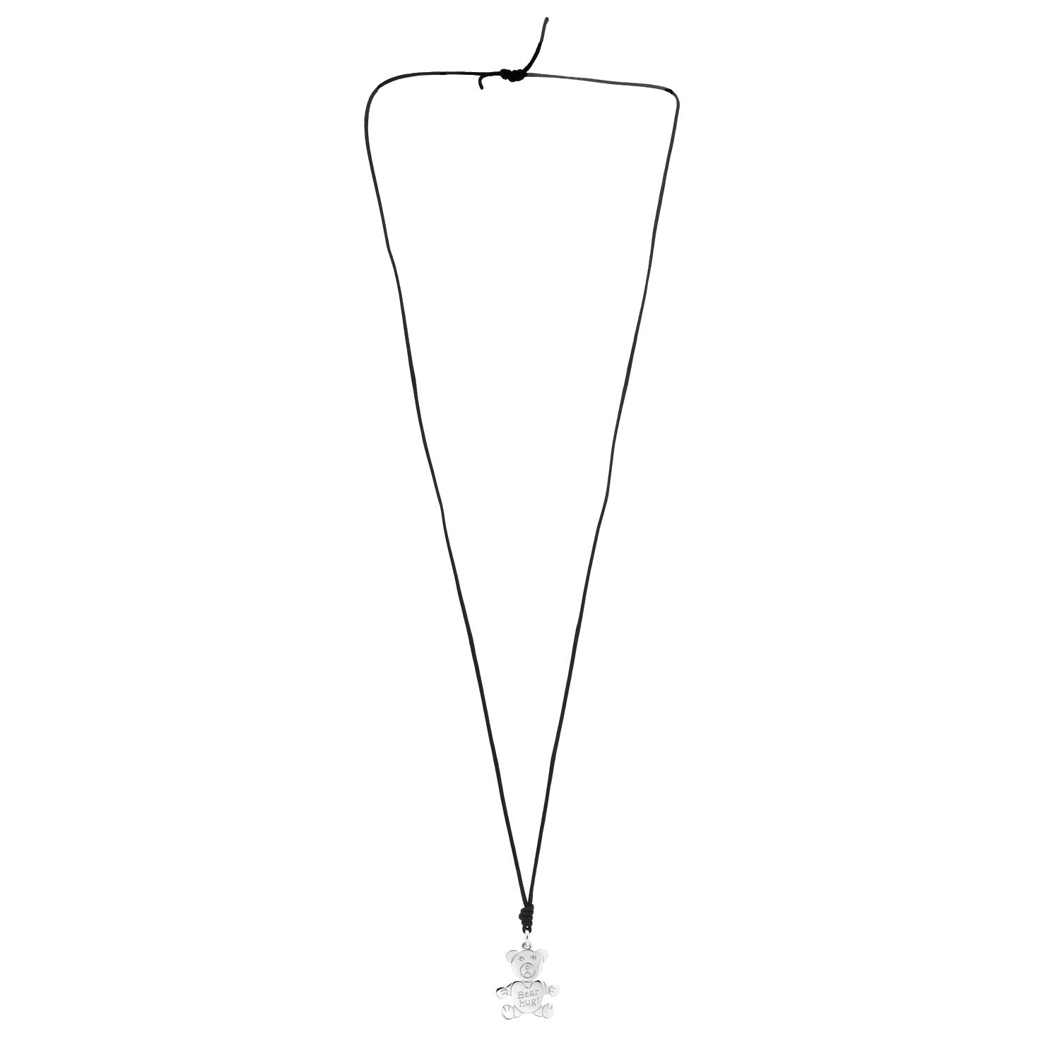 Pomellato Sterling Silver Orsetto Bear Hug Pendant Cord Necklace 2 of 4