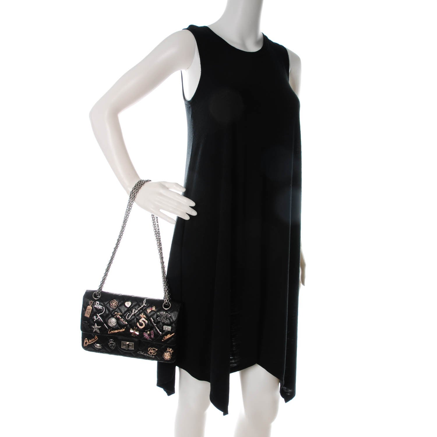 Chanel Aged Calfskin Quilted Lucky Charms 2.55 Reissue 225 Flap Black 2 of 8