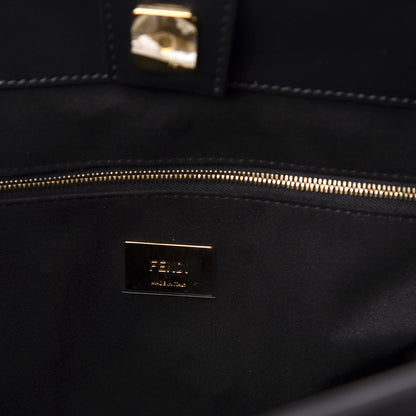 Fendi Vitello Glacier Medium FF Tote Black 6 of 10
