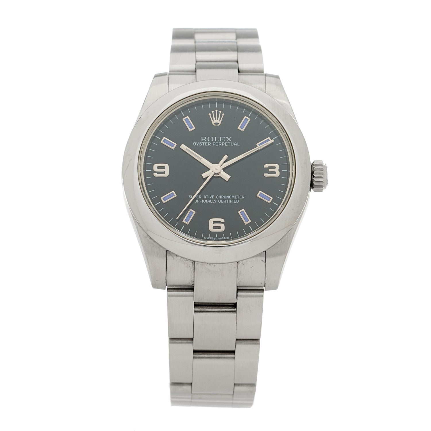Rolex Stainless Steel 31mm Oyster Perpetual Watch Black 177200 1 of 4