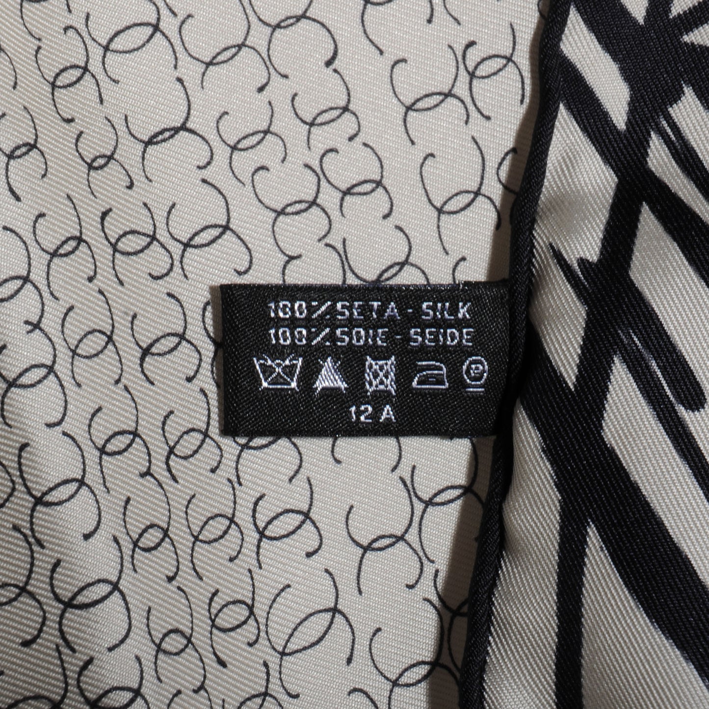 Silk Scarf CC Logo Cream Black