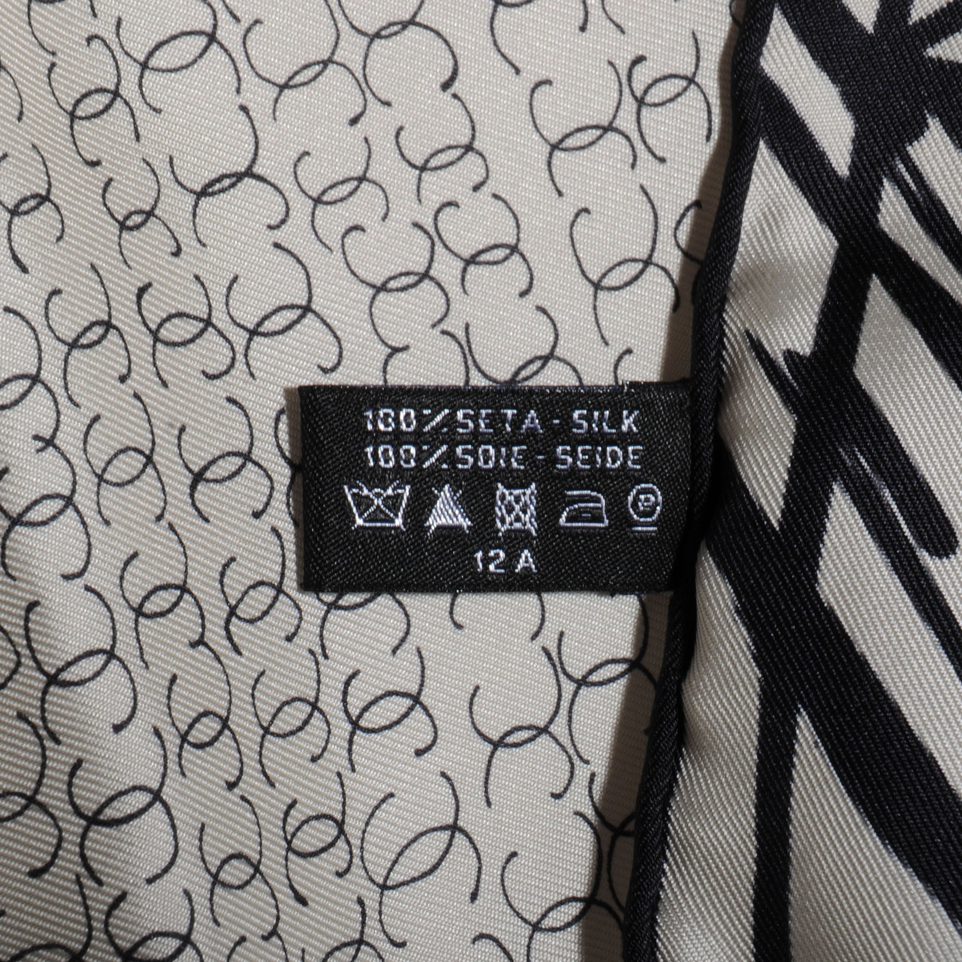 Chanel Silk Scarf CC Logo Cream Black 4 of 5