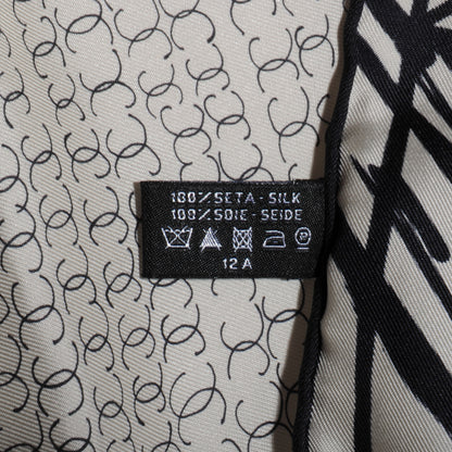 Chanel Silk Scarf CC Logo Cream Black 4 of 5