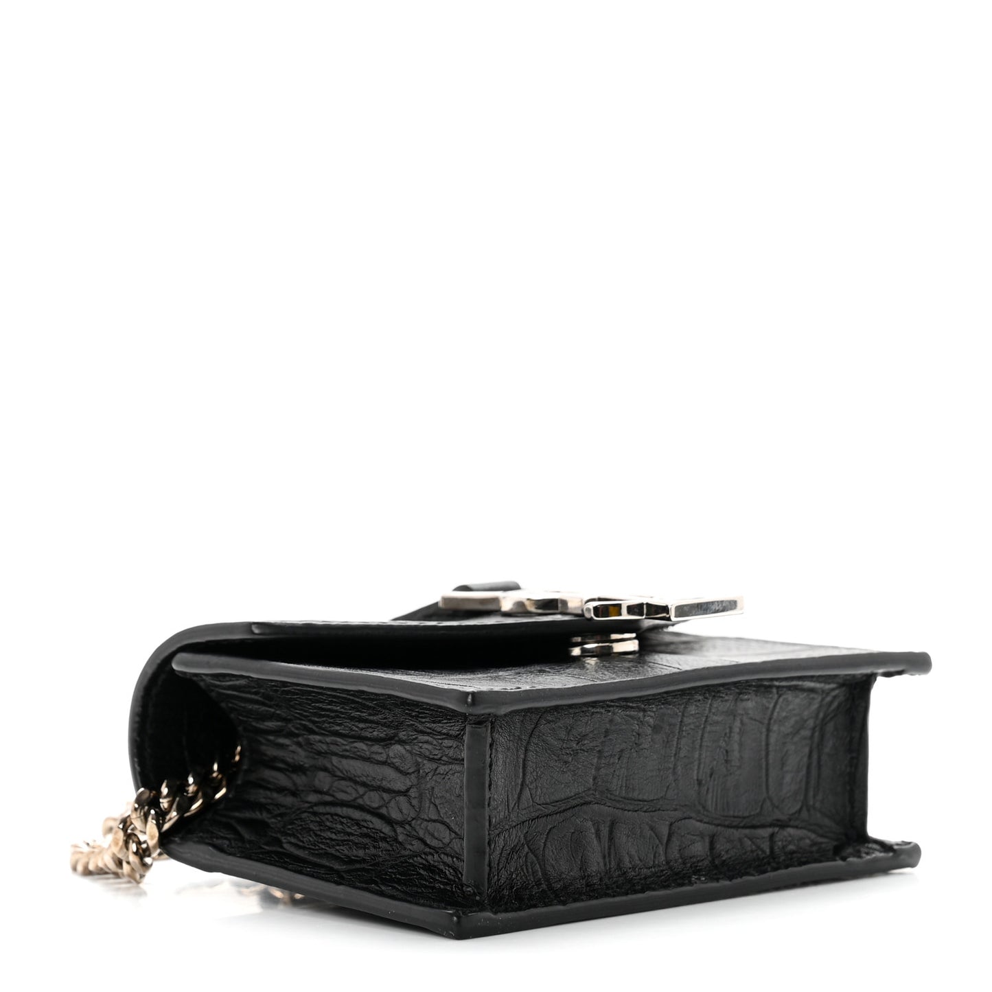 Calfskin Crocodile Embossed Monogram Candy Crossbody Black