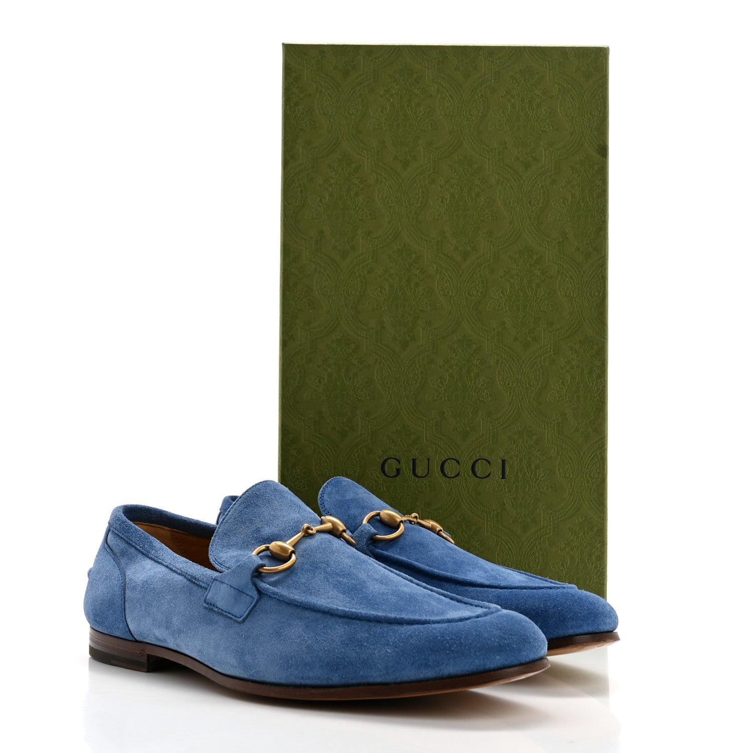 Gucci Suede Horsebit Mens Jordaan Loafers 8.5 Clear Blue 9 of 9