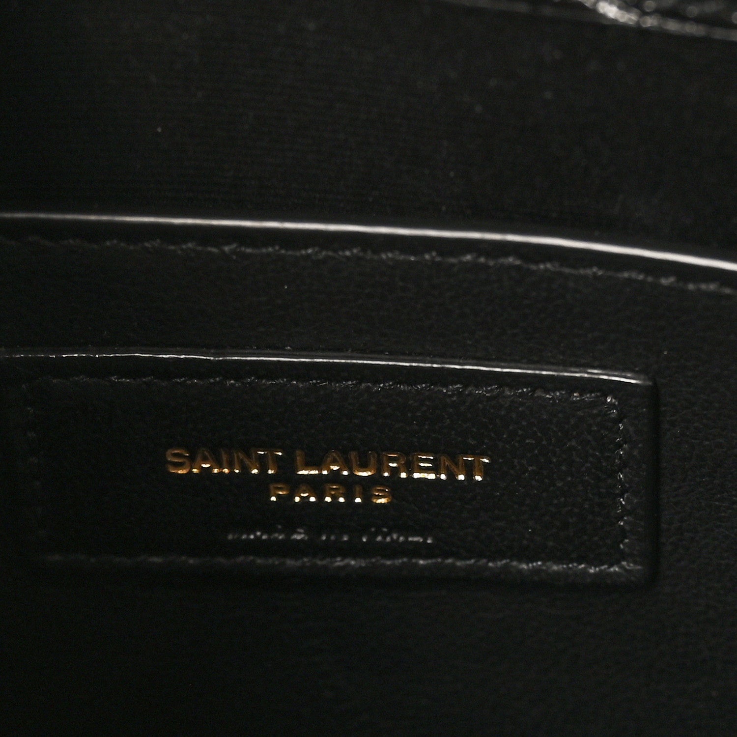 Saint Laurent Shiny Calfskin Crocodile Embossed Small Manhattan Baguette Black 6 of 9