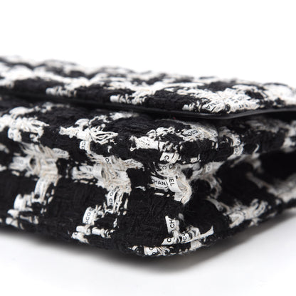 Chanel Tweed Quilted Wallet On Chain WOC Black Ecru White 7 of 12