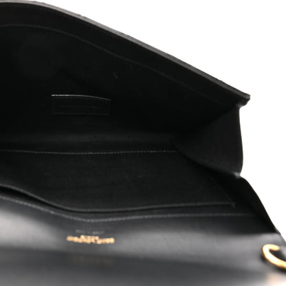 Saint Laurent Crinkled Calfskin Mixed Matelasse Triquilt Monogram Clutch Black 5 of 9