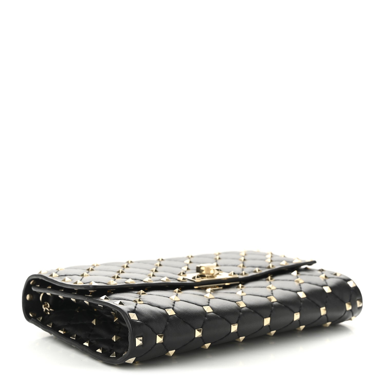 Valentino Garavani Lambskin Rockstud Spike Wallet on Chain Black 4 of 10