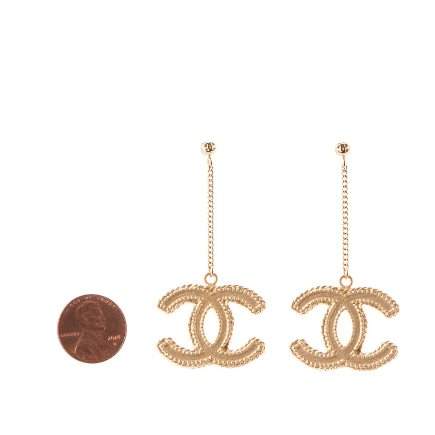CC Drop Earrings Matte Gold