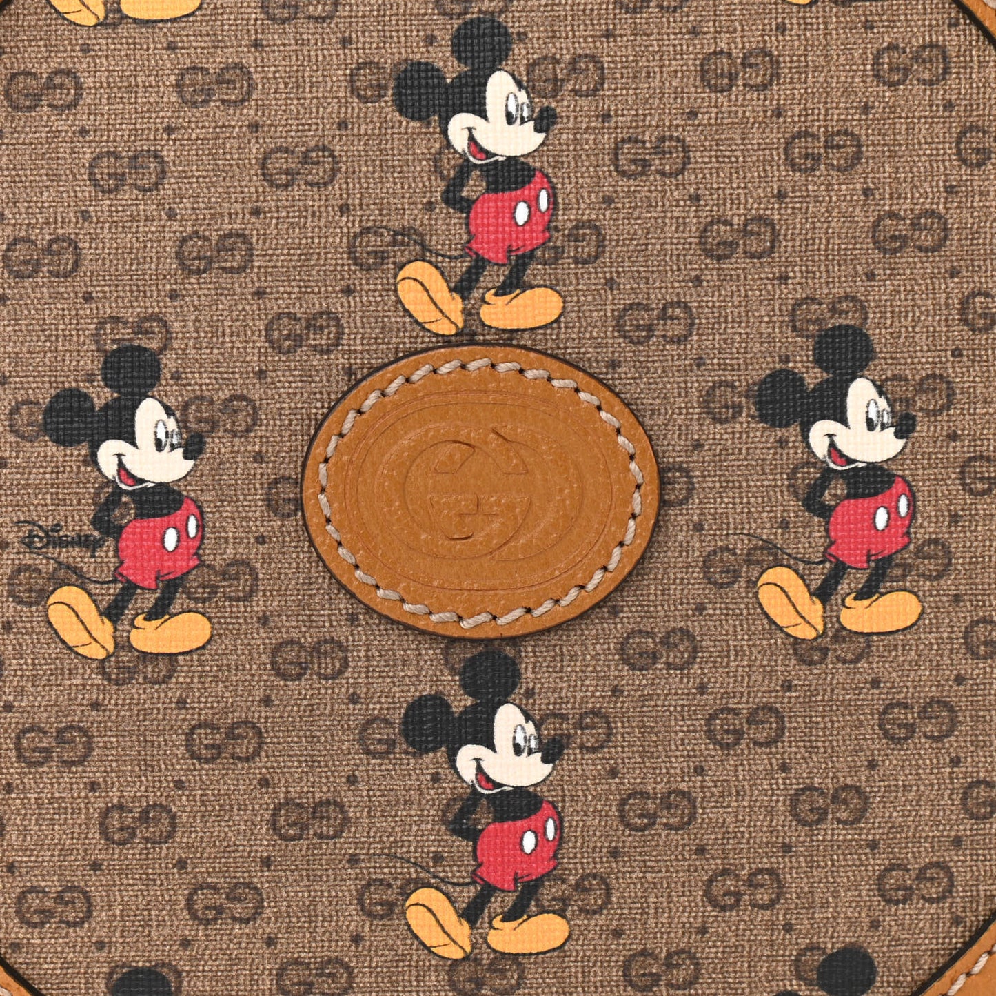 X DISNEY Mini Vintage GG Supreme Monogram Mickey Mouse Round Shoulder Bag Beige Vintage Sun Oil
