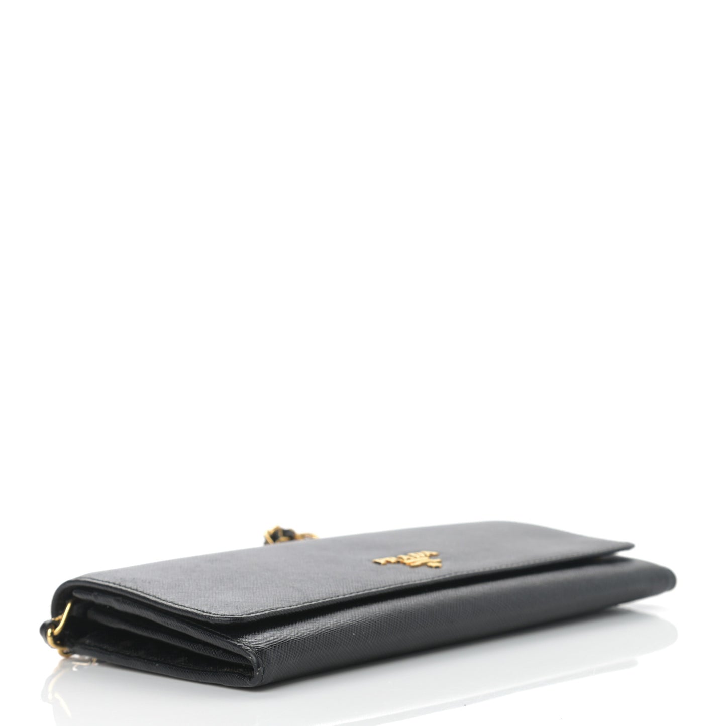 Saffiano Metal Oro Chain Wallet Black
